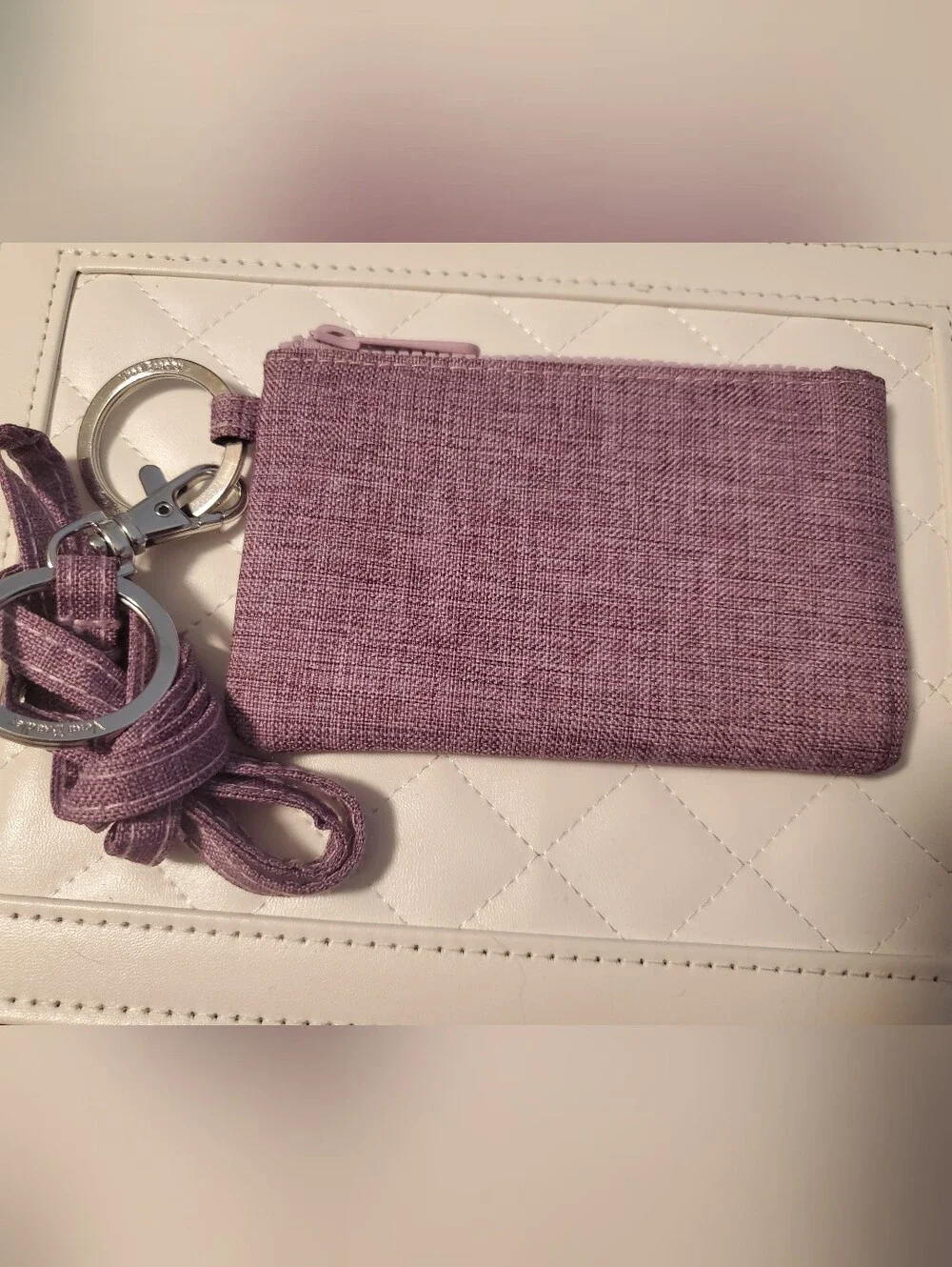 Vera Bradley Heather Purple Zip ID Case with Matching Lanyard